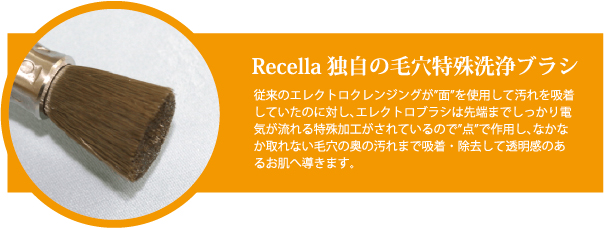 Recella独自の毛穴特殊洗浄ブラシ